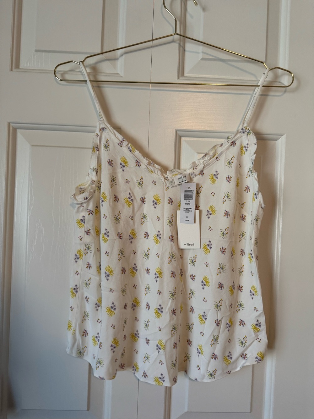Wilfred Ivory Floral Spaghetti Strap Cami with Yellow & Lavender Blooms